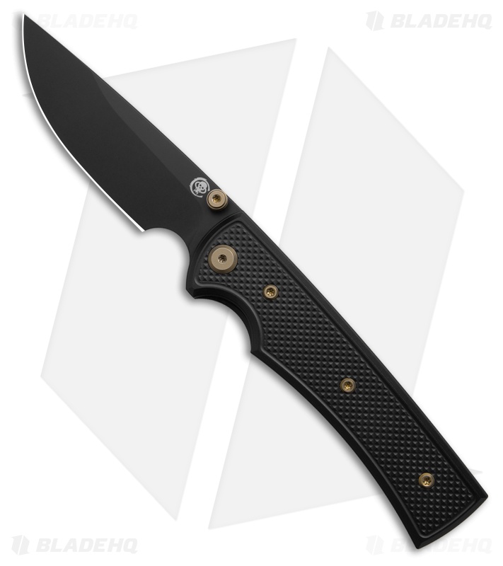 Chaves Knives Blue Label Liberation 229 DP Knife Knurled Al/Bronze Ti (3.5" BLK)