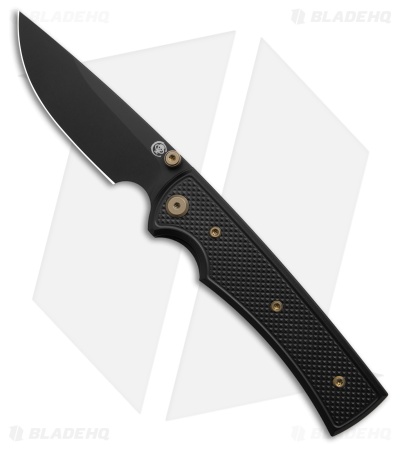 Chaves Knives Blue Label Liberation 229 DP Knife Knurled Al/Bronze Ti (3.5" BLK)