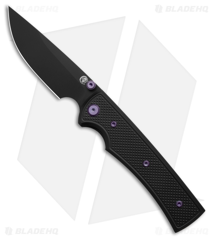 Chaves Knives Blue Label Liberation 229 DP Knife Knurled Al/Purple Ti (3.5" BLK)