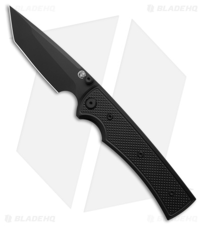 Chaves Knives Blue Label Liberation 229 Tanto Knife Knurled Al/BLK Ti (3.5" BLK)