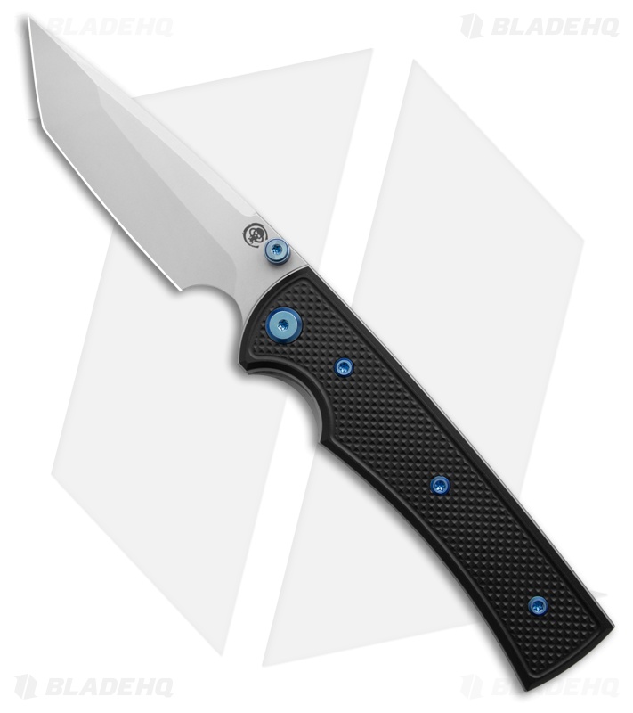 Chaves Knives Blue Label Liberation 229 Tanto Knife Knurled Al/Blue Ti (3.5" SW)