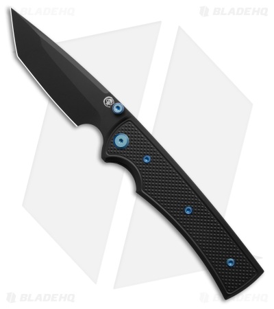 Chaves Knives Blue Label Liberation 229 Tanto Knife Knurled/Blue Ti (3.5" BLK)