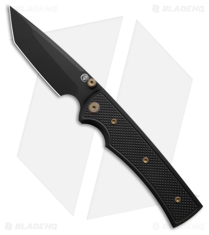 Chaves Knives Blue Label Liberation 229 Tanto Knife Knurled/Bronze Ti (3.5" BLK)
