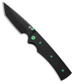 Chaves Knives Blue Label Liberation 229 Tanto Knife Knurled/Green Ti (3.5" BLK)