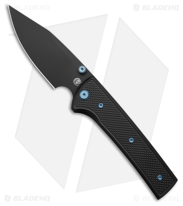 Chaves Knives Blue Label Scapegoat 229 Knife Knurled PVD Al/Blue Ti (3.6" PVD)