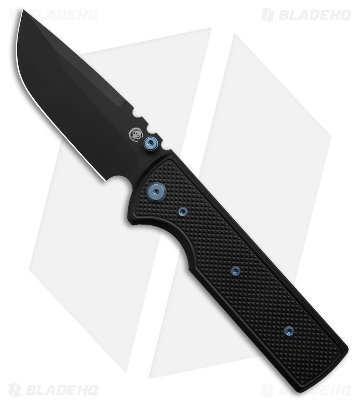 Chaves Knives NTAK Blue Label DP Knife Knurled Black Al/Blue Ti (3.6" Black)