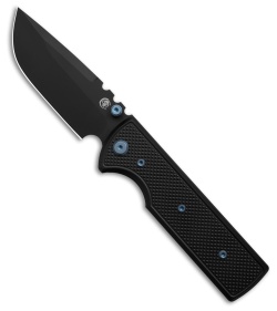 Chaves Knives NTAK Blue Label DP Knife Knurled Black Al/Blue Ti (3.6" Black)