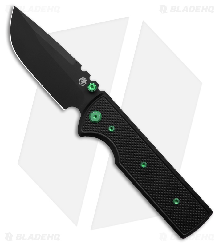 Chaves Knives NTAK Blue Label DP Knife Knurled Black Al/Green Ti (3.6" Black)