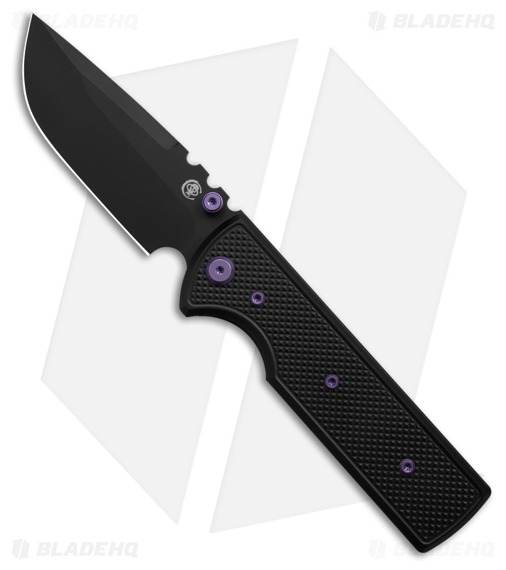 Chaves Knives NTAK Blue Label DP Knife Knurled Black Al/Purple Ti (3.6" Black)