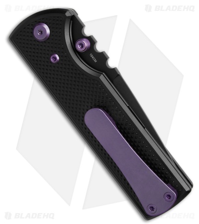 Chaves Knives NTAK Blue Label DP Knife Knurled Black Al/Purple Ti (3.6" Black)
