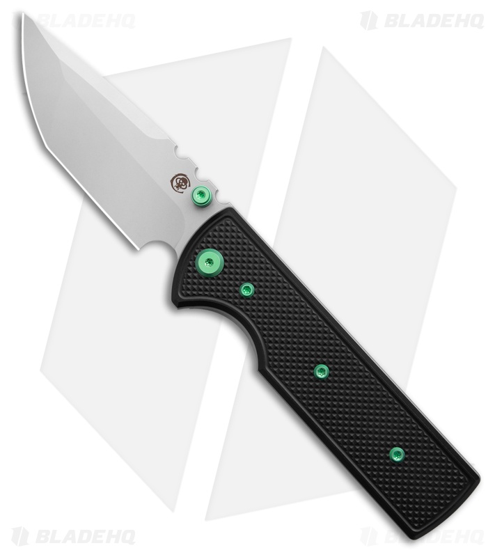 Chaves Knives NTAK Blue Label Tanto Knife Knurled Al/Green Ti (3.6" SW)