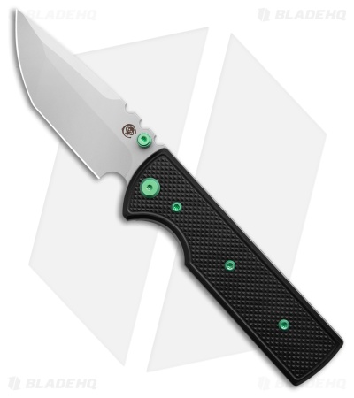Chaves Knives NTAK Blue Label Tanto Knife Knurled Al/Green Ti (3.6" SW)