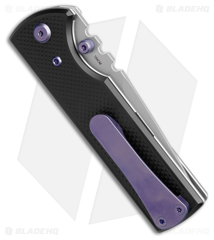 Chaves Knives NTAK Blue Label Tanto Knife Knurled Al/Purple Ti (3.6" SW)