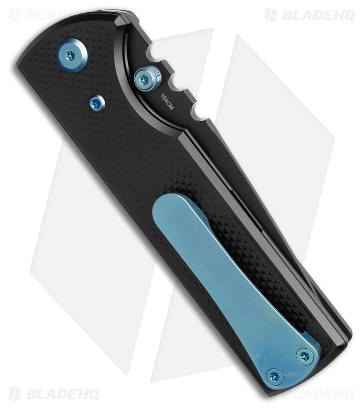 Chaves Knives NTAK Blue Label Tanto Knife Knurled Black Al/Blue Ti (3.6" Black)