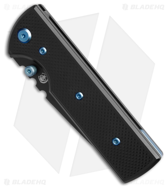 Chaves Knives NTAK Blue Label Tanto Knife Knurled Black Al/Blue Ti (3.6" Black)