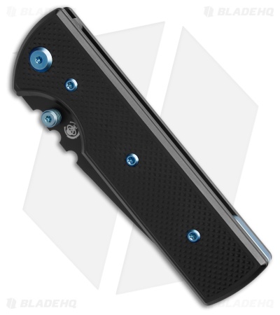 Chaves Knives NTAK Blue Label Tanto Knife Knurled Black Al/Blue Ti (3.6" Black)