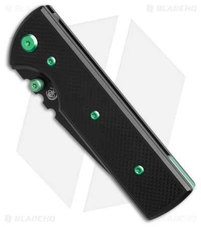 Chaves Knives NTAK Blue Label Tanto Knife Knurled Black Al/Green Ti (3.6" Black)