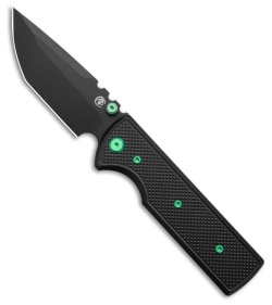 Chaves Knives NTAK Blue Label Tanto Knife Knurled Black Al/Green Ti (3.6" Black)