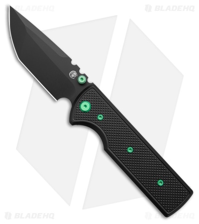 Chaves Knives NTAK Blue Label Tanto Knife Knurled Black Al/Green Ti (3.6" Black)