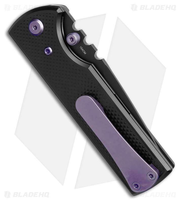 Chaves Knives NTAK Blue Label Tanto Knife Knurled Black Al/Purple Ti (3.6" BLK)