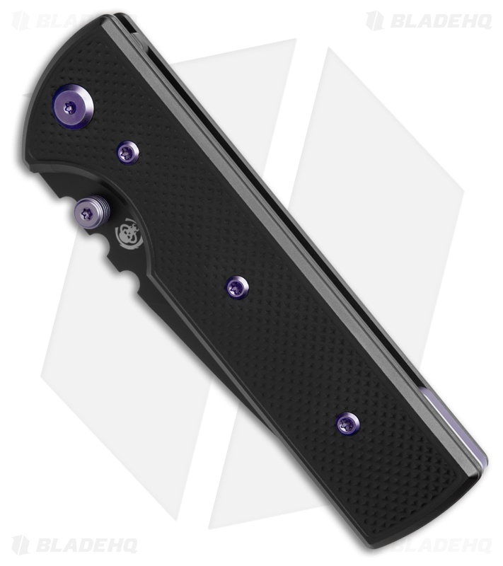 Chaves Knives NTAK Blue Label Tanto Knife Knurled Black Al/Purple Ti (3.6" BLK)