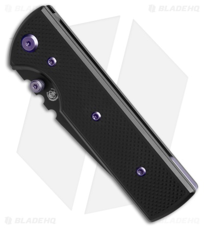 Chaves Knives NTAK Blue Label Tanto Knife Knurled Black Al/Purple Ti (3.6" BLK)