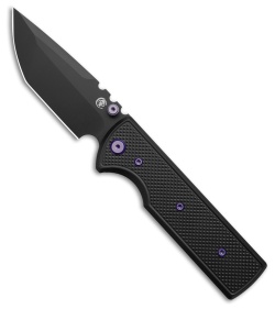 Chaves Knives NTAK Blue Label Tanto Knife Knurled Black Al/Purple Ti (3.6" BLK)