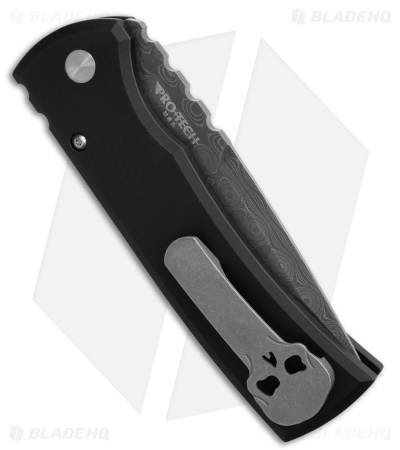 Chaves Knives Redencion Automatic Knife Black Aluminum (3.4" Damascus)