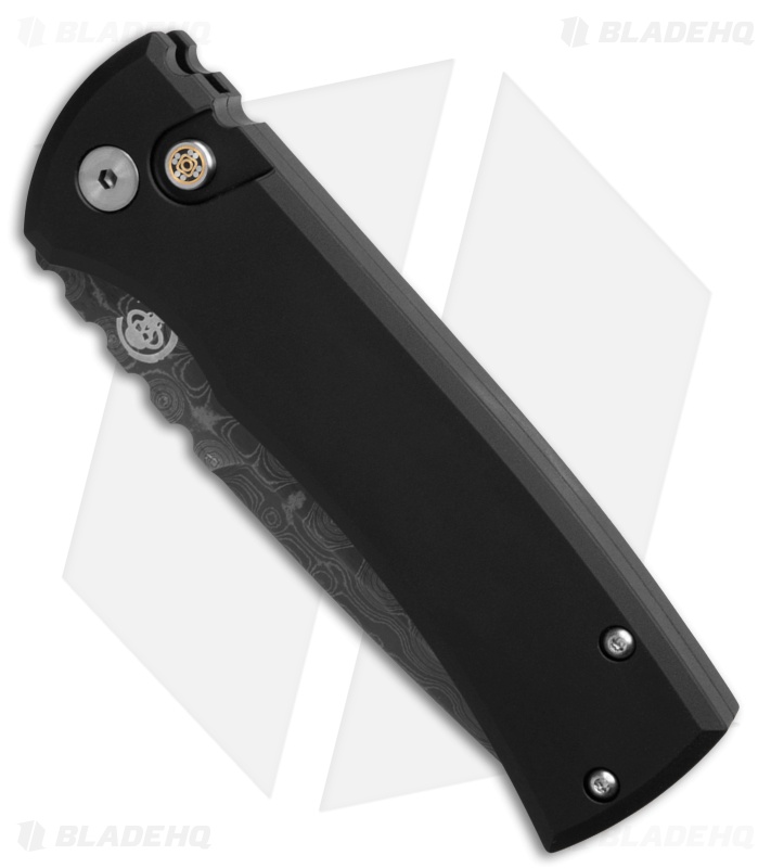 Chaves Knives Redencion Automatic Knife Black Aluminum (3.4" Damascus)