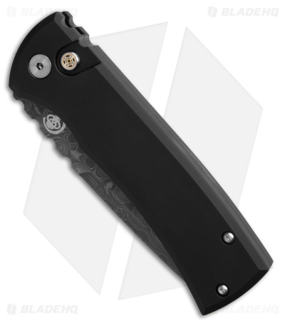 Chaves Knives Redencion Automatic Knife Black Aluminum (3.4" Damascus)