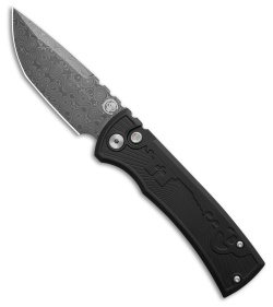 Chaves Knives Redencion Automatic Knife Black Key-Milled Al (3.4" Damascus)