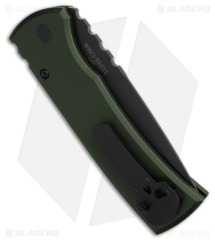 Chaves Knives Redencion Drop Point Automatic Knife Green Aluminum (3.4" Black)
