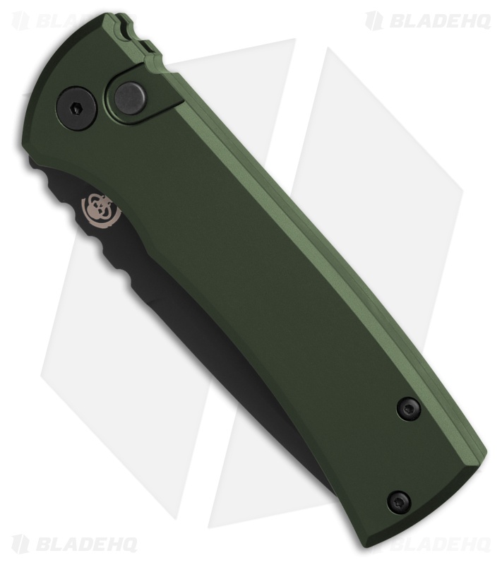 Chaves Knives Redencion Drop Point Automatic Knife Green Aluminum (3.4" Black)