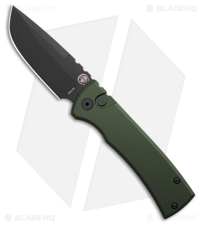 Chaves Knives Redencion Drop Point Automatic Knife Green Aluminum (3.4" Black)