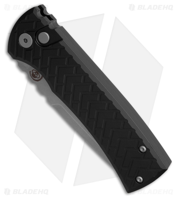 Chaves Knives Redencion Automatic Knife Tread Black Aluminum (3.4" Stonewash)
