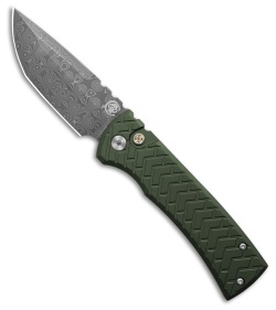 Chaves Knives Redencion Automatic Knife Tread Green Aluminum (3.4" Damascus)