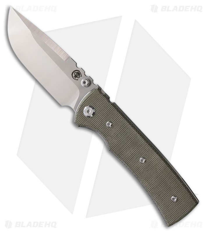Chaves Knives Redencion 229 Drop Point Knife Green Canvas Micarta (3.5" Satin)