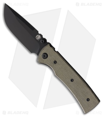Chaves Redencion 229 Blue Label Drop Point Knife Green Micarta (3.5" Black PVD)
