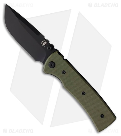 Chaves Redencion 229 Blue Label Drop Point Knife OD Green G-10 (3.5" Black PVD)
