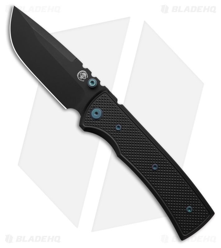 Chaves Redencion 229 Blue Label DP Knife Black Knurled Al/Blue Ti (3.6" Black)