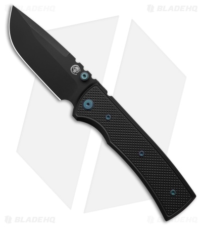 Chaves Redencion 229 Blue Label DP Knife Black Knurled Al/Blue Ti (3.6" Black)