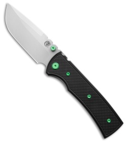 Chaves Redencion 229 Blue Label DP Knife Black Knurled Al/Green Ti (3.5" SW)