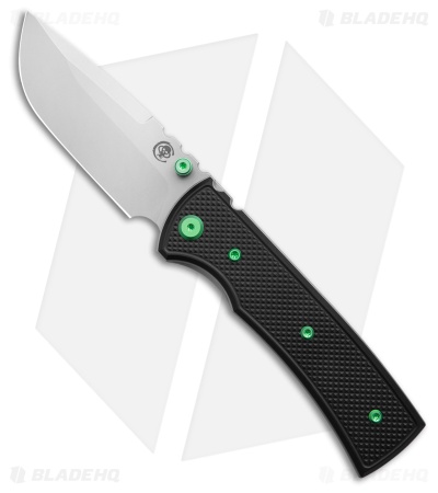 Chaves Redencion 229 Blue Label DP Knife Black Knurled Al/Green Ti (3.5" SW)
