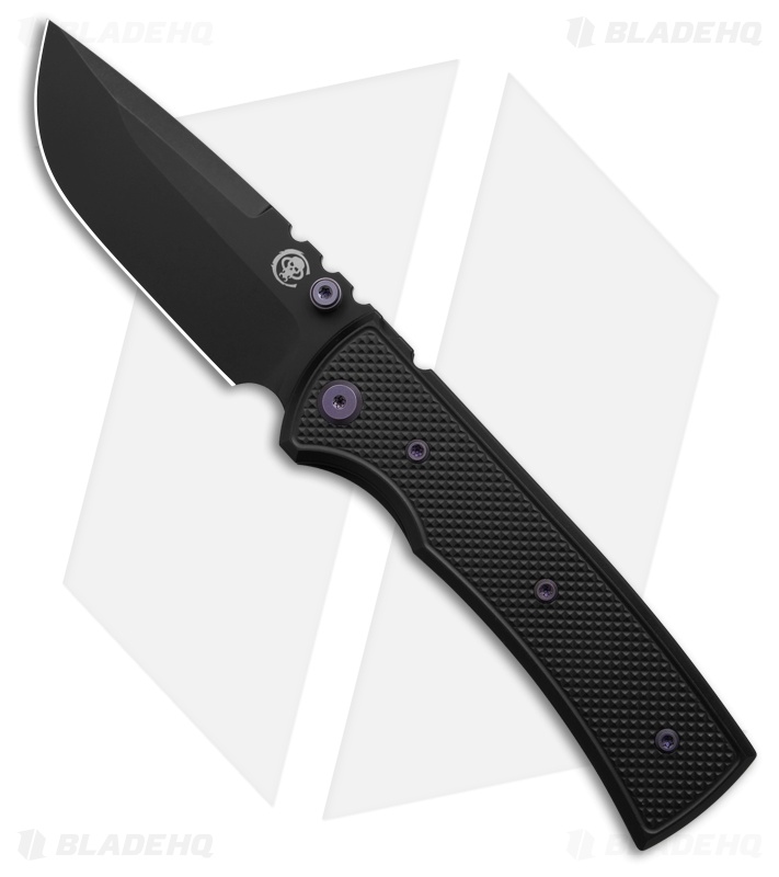 Chaves Redencion 229 Blue Label DP Knife Black Knurled Al/Purple Ti (3.6" PVD)