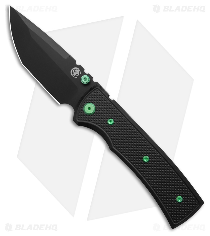 Chaves Redencion 229 Blue Label Tanto Knife Black Knurled Al/Green Ti (3.6" PVD)