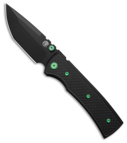 Chaves Redencion 229 Blue Label Tanto Knife Black Knurled Al/Green Ti (3.6" PVD)