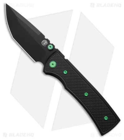 Chaves Redencion 229 Blue Label Tanto Knife Black Knurled Al/Green Ti (3.6" PVD)