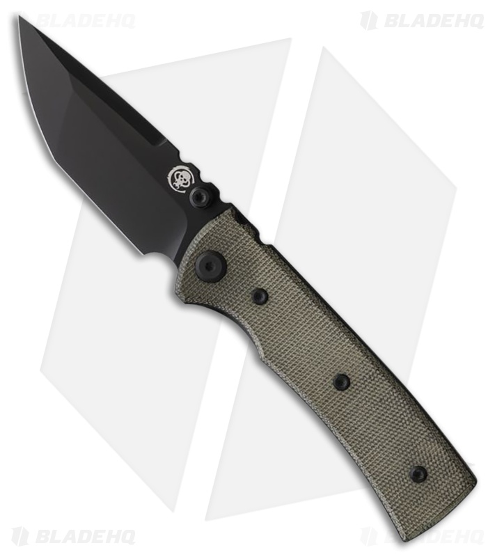 Chaves Knives Blue Label Redencion Street Tanto Knife Green Micarta (3.1" Black)