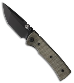 Chaves Knives Blue Label Redencion Street Tanto Knife Green Micarta (3.1" Black)