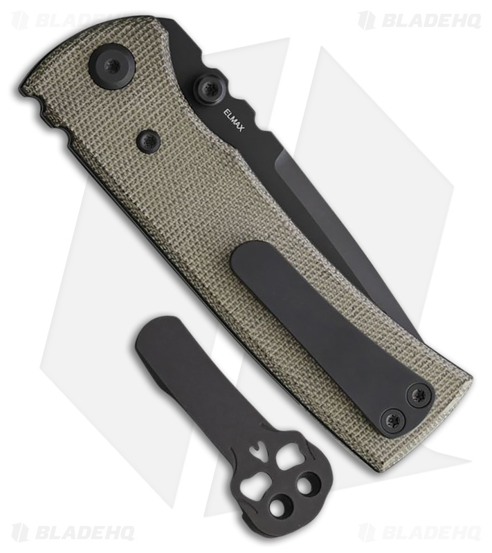Chaves Knives Blue Label Redencion Street Tanto Knife Green Micarta (3.1" Black)